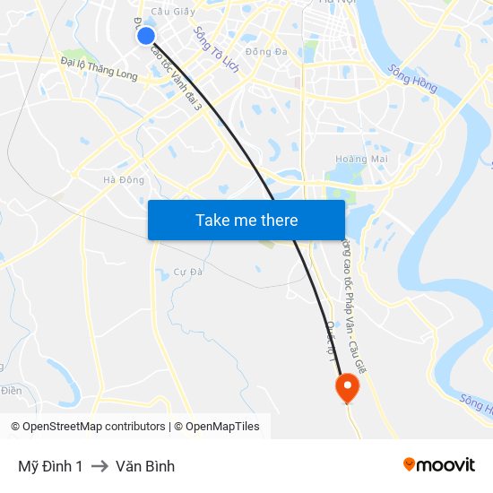 Mỹ Đình 1 to Văn Bình map