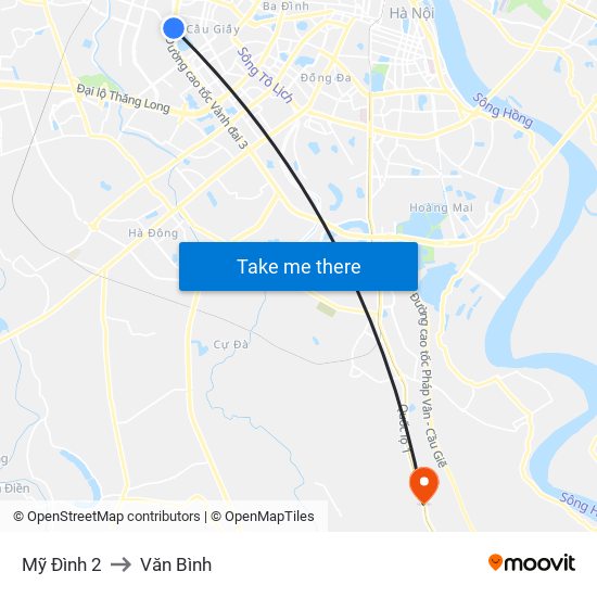 Mỹ Đình 2 to Văn Bình map