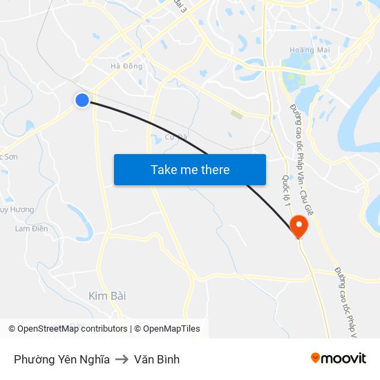 Phường Yên Nghĩa to Văn Bình map