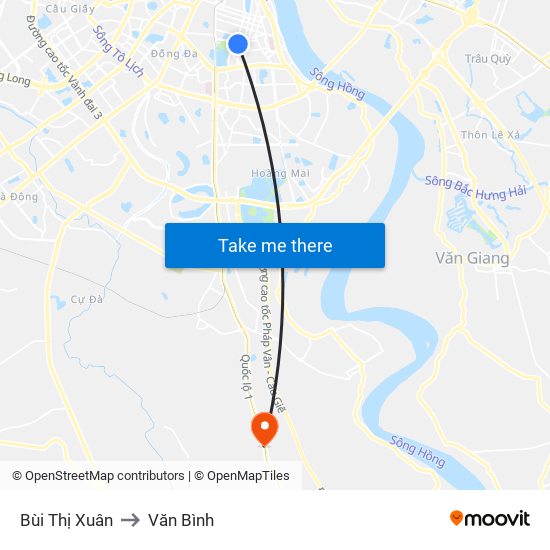 Bùi Thị Xuân to Văn Bình map