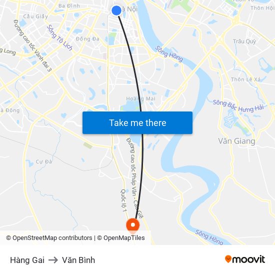 Hàng Gai to Văn Bình map