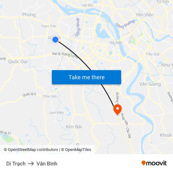 Di Trạch to Văn Bình map