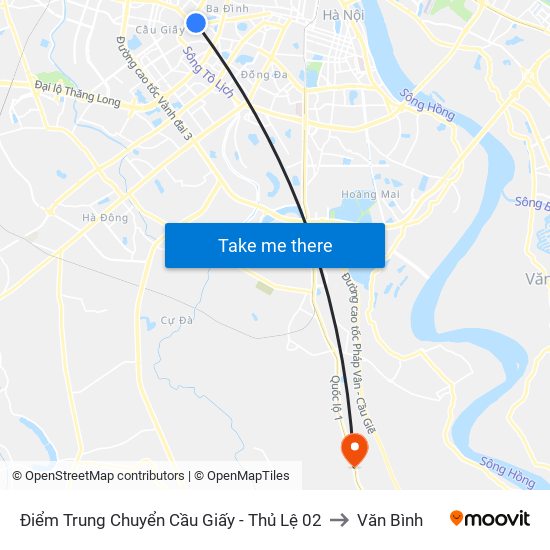 Điểm Trung Chuyển Cầu Giấy - Thủ Lệ 02 to Văn Bình map