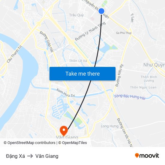 Đặng Xá to Văn Giang map