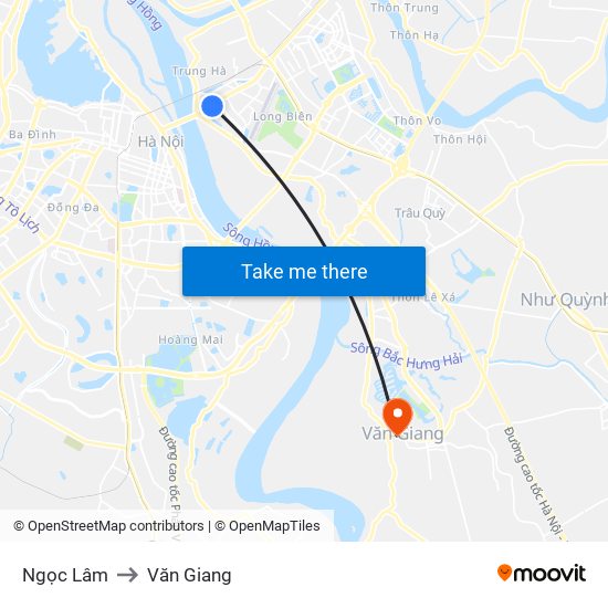 Ngọc Lâm to Văn Giang map