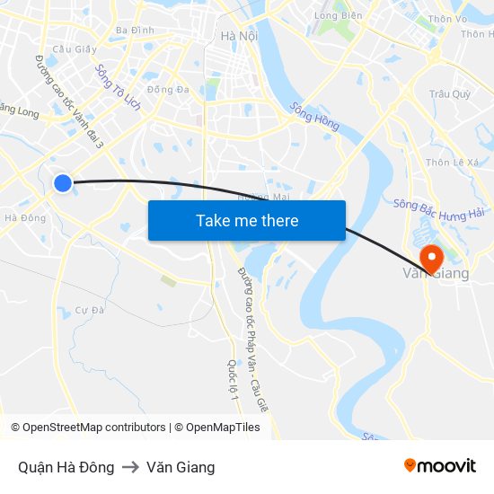 Quận Hà Đông to Văn Giang map