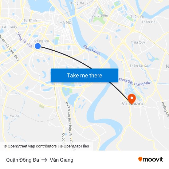 Quận Đống Đa to Văn Giang map