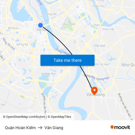 Quận Hoàn Kiếm to Văn Giang map