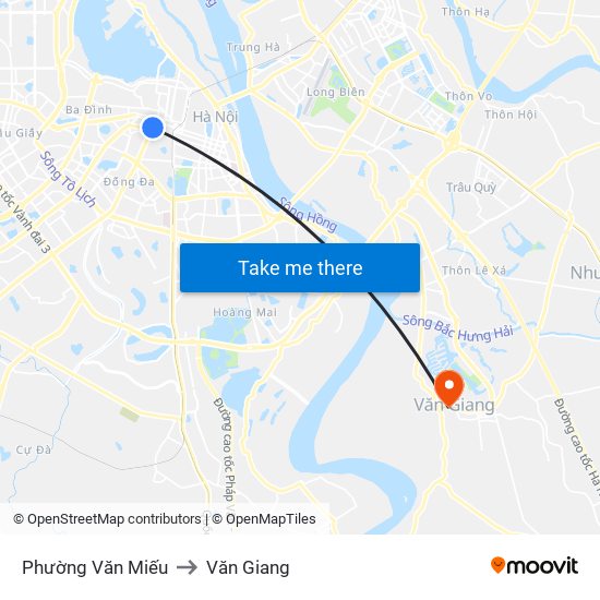 Phường Văn Miếu to Văn Giang map