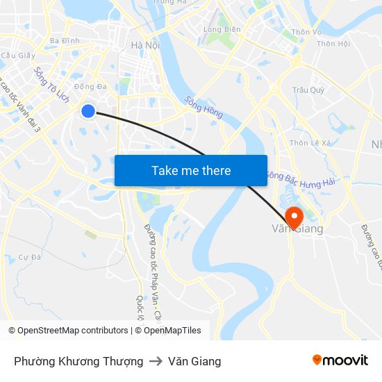 Phường Khương Thượng to Văn Giang map