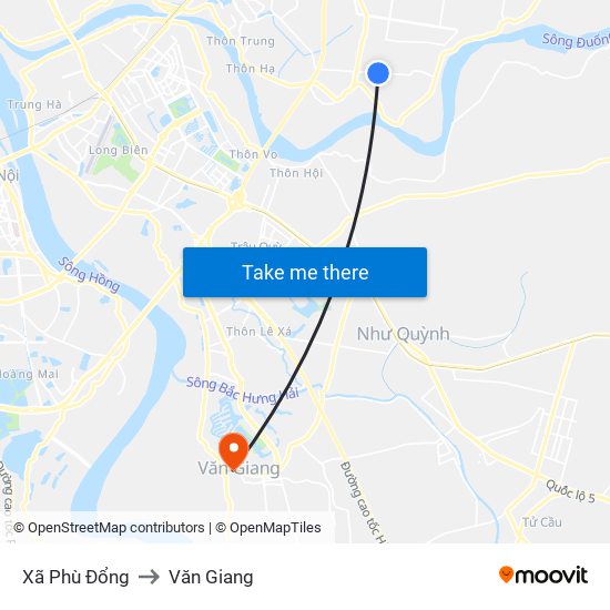 Xã Phù Đổng to Văn Giang map