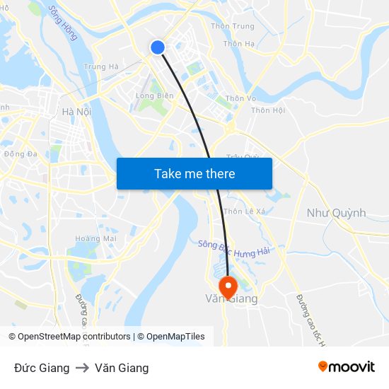 Đức Giang to Văn Giang map