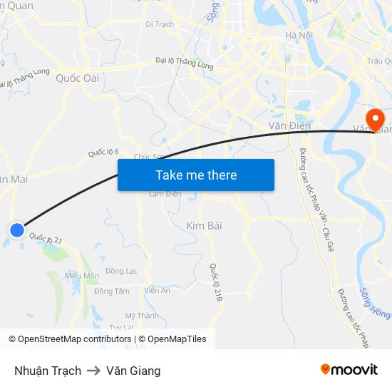 Nhuận Trạch to Văn Giang map