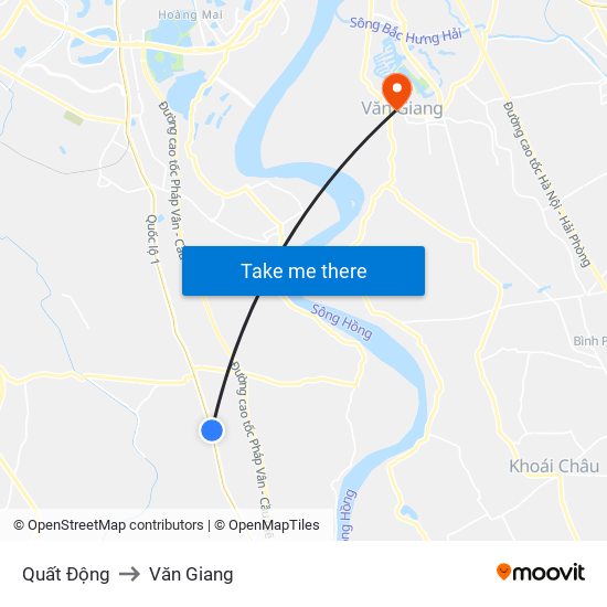 Quất Động to Văn Giang map