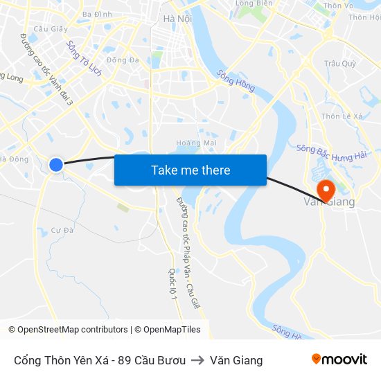 Cổng Thôn Yên Xá - 89 Cầu Bươu to Văn Giang map