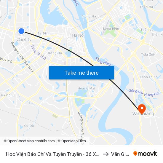 Học Viện Báo Chí Và Tuyên Truyền - 36 Xuân Thủy to Văn Giang map