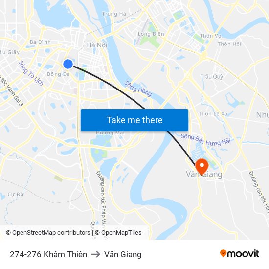 274-276 Khâm Thiên to Văn Giang map