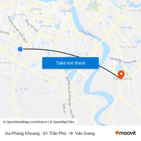 Ga Phùng Khoang - 81 Trần Phú to Văn Giang map