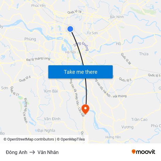 Đông Anh to Văn Nhân map