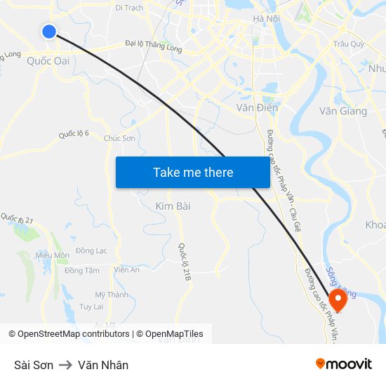 Sài Sơn to Văn Nhân map