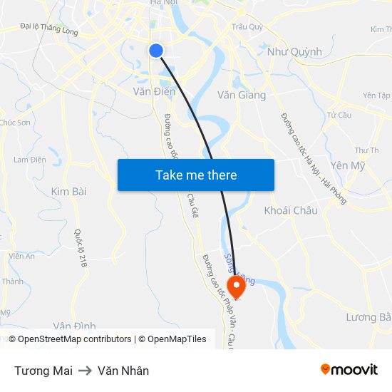 Tương Mai to Văn Nhân map