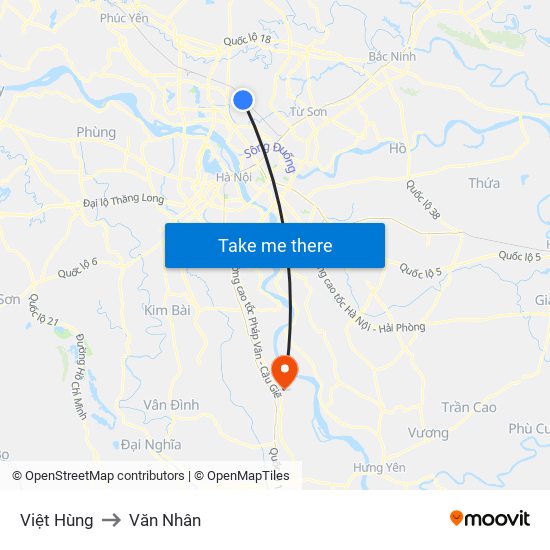 Việt Hùng to Văn Nhân map