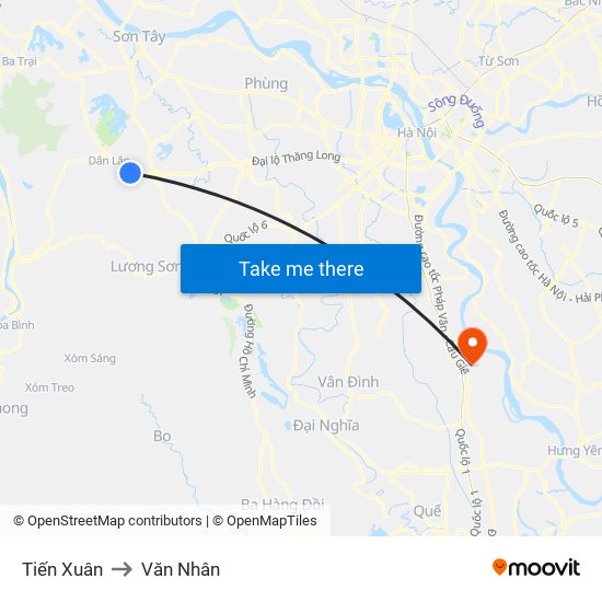 Tiến Xuân to Văn Nhân map