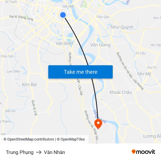 Trung Phụng to Văn Nhân map