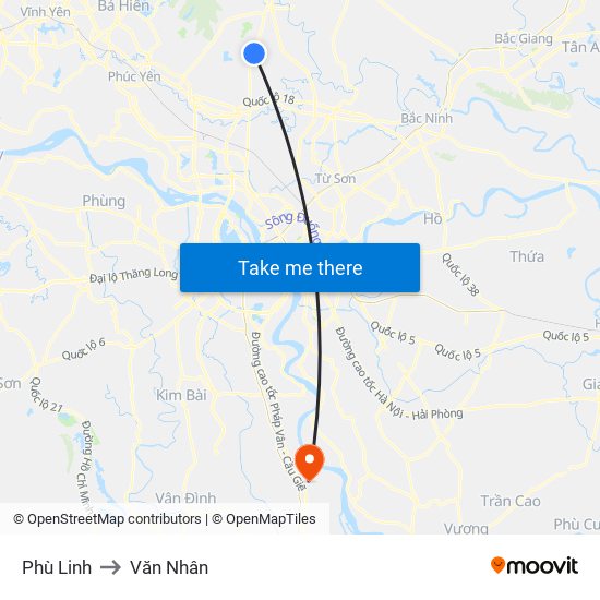 Phù Linh to Văn Nhân map