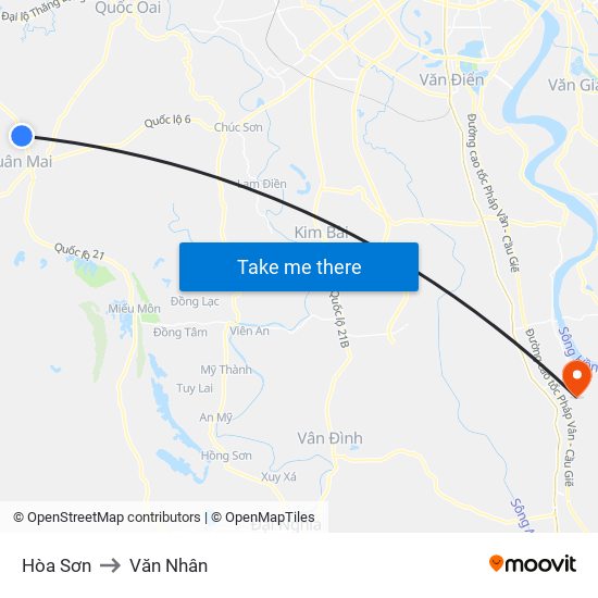 Hòa Sơn to Văn Nhân map