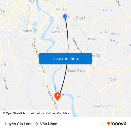 Huyện Gia Lâm to Văn Nhân map