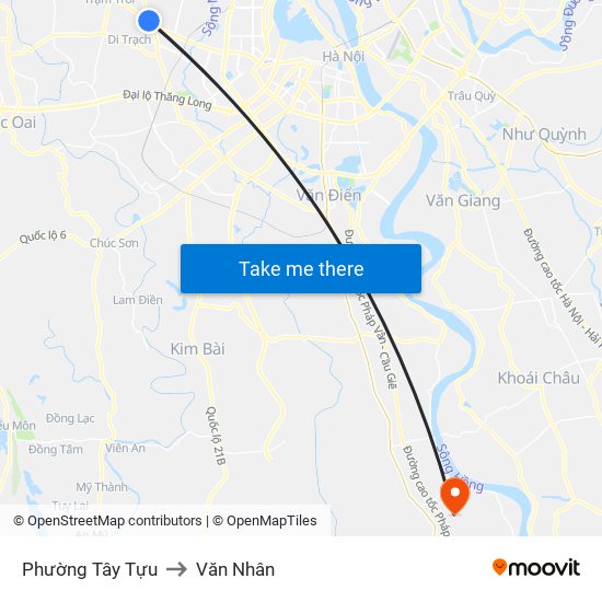 Phường Tây Tựu to Văn Nhân map