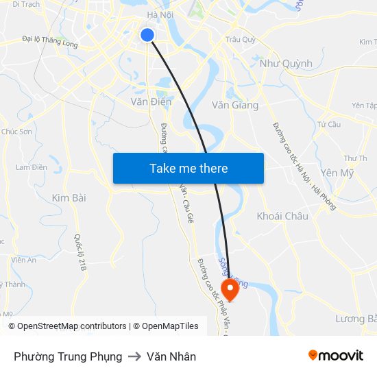 Phường Trung Phụng to Văn Nhân map