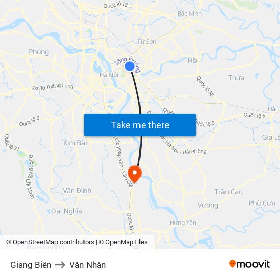 Giang Biên to Văn Nhân map