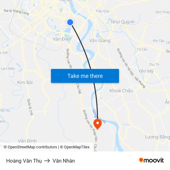 Hoàng Văn Thụ to Văn Nhân map
