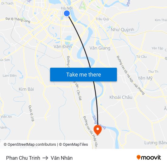 Phan Chu Trinh to Văn Nhân map
