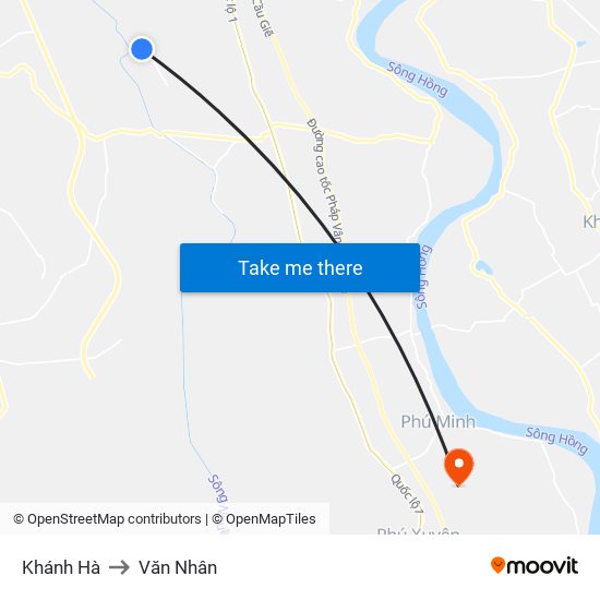 Khánh Hà to Văn Nhân map