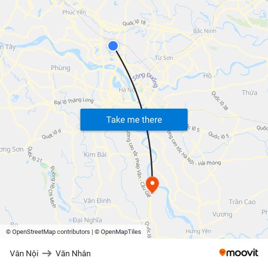 Vân Nội to Văn Nhân map