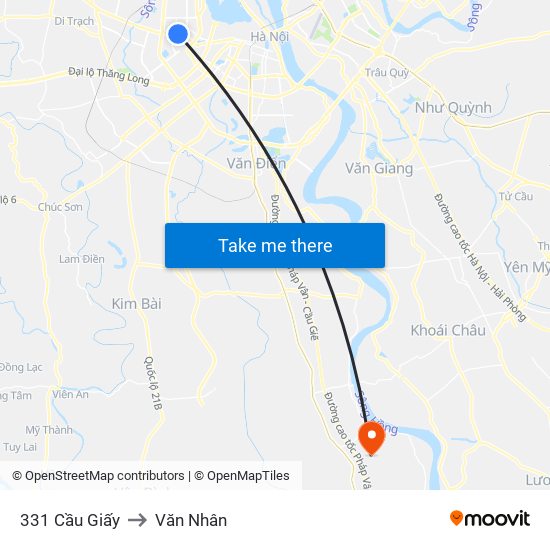 331 Cầu Giấy to Văn Nhân map