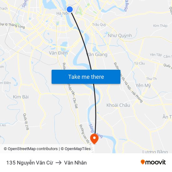 135 Nguyễn Văn Cừ to Văn Nhân map