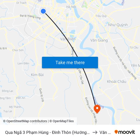Qua Ngã 3 Phạm Hùng - Đình Thôn (Hướng Đi Phạm Văn Đồng) to Văn Nhân map