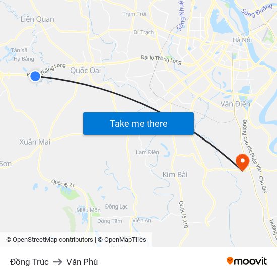 Đồng Trúc to Văn Phú map