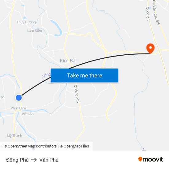 Đồng Phú to Văn Phú map