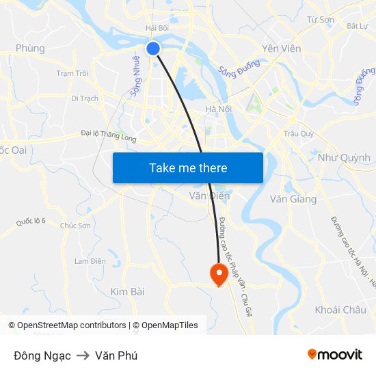 Đông Ngạc to Văn Phú map