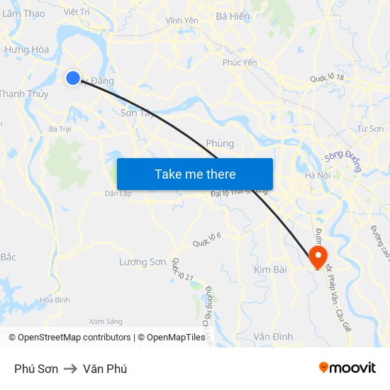 Phú Sơn to Văn Phú map