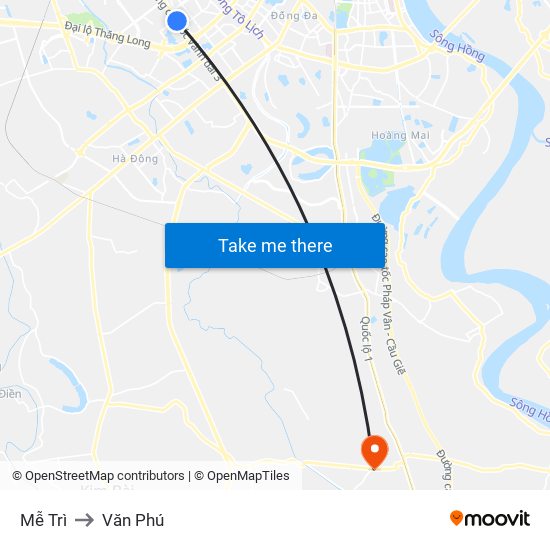 Mễ Trì to Văn Phú map