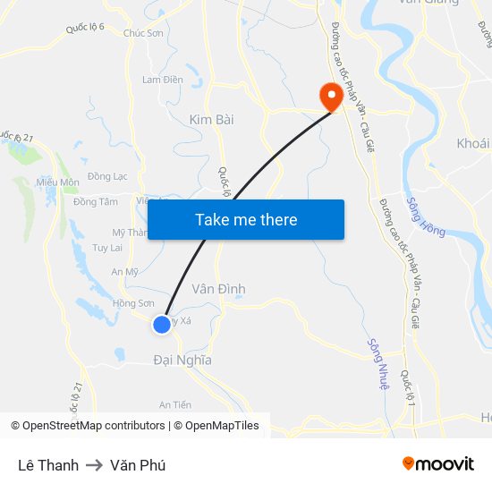 Lê Thanh to Văn Phú map