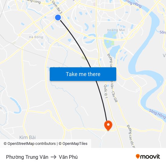 Phường Trung Văn to Văn Phú map