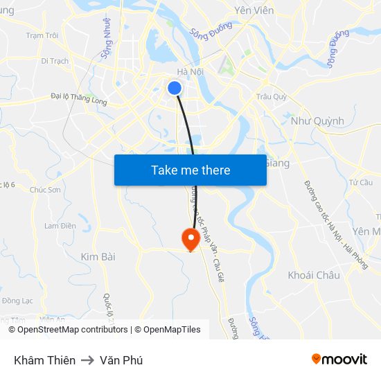 Khâm Thiên to Văn Phú map