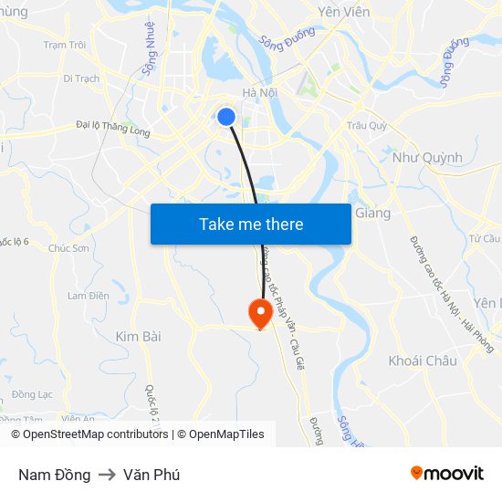 Nam Đồng to Văn Phú map